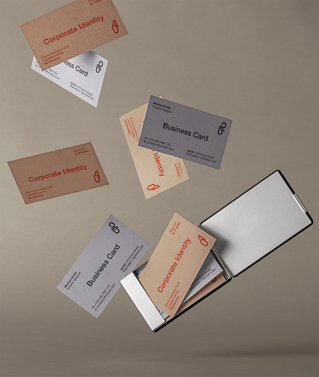 商务企业名片夹卡片悬浮名片样机