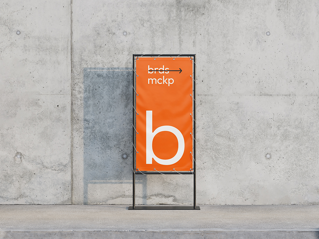 展示架广告立牌水泥墙背景样机