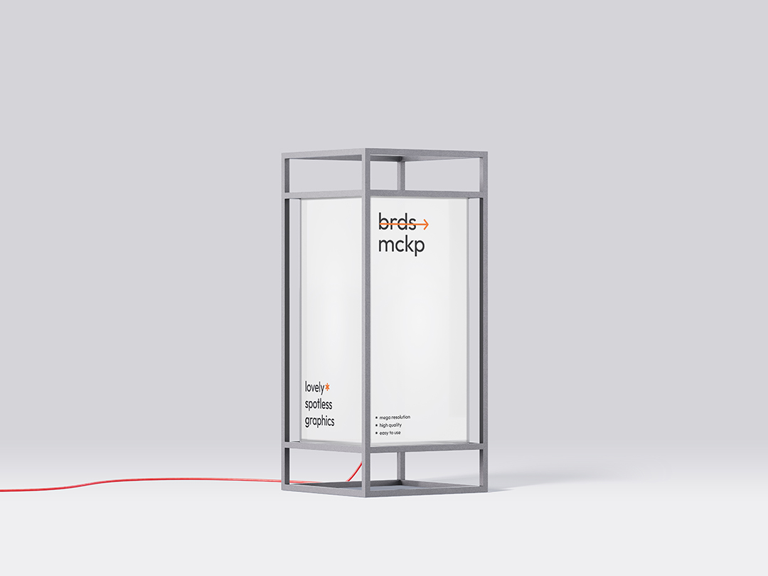 极简铁艺灯箱水泥楼梯背景样机