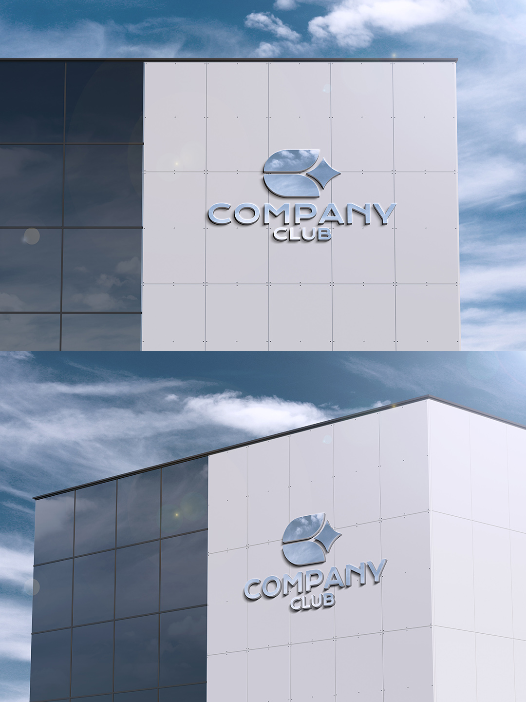 玻璃幕墙现代建筑立体logo场景样机