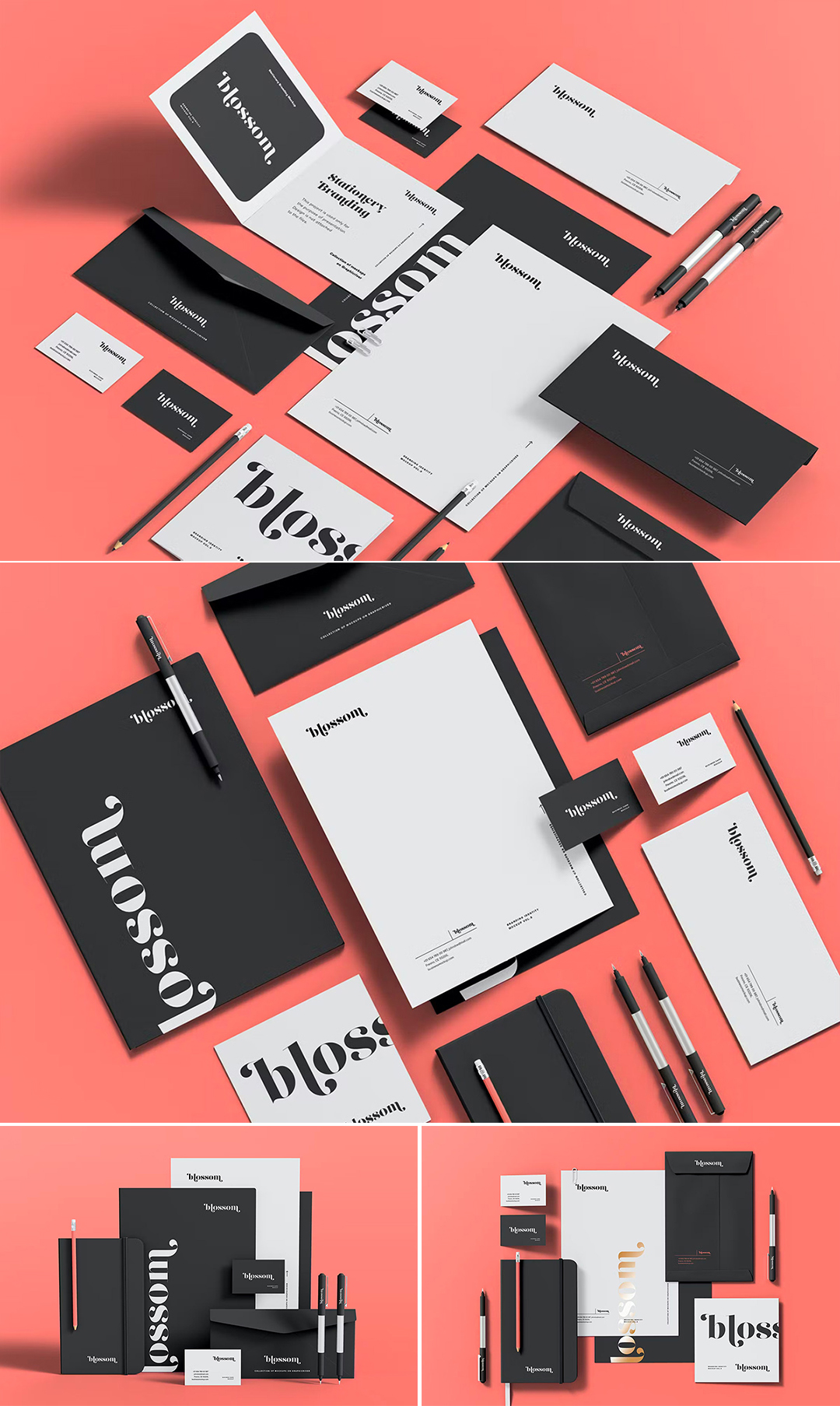 质感信封信纸文具名片品牌VI应用样机