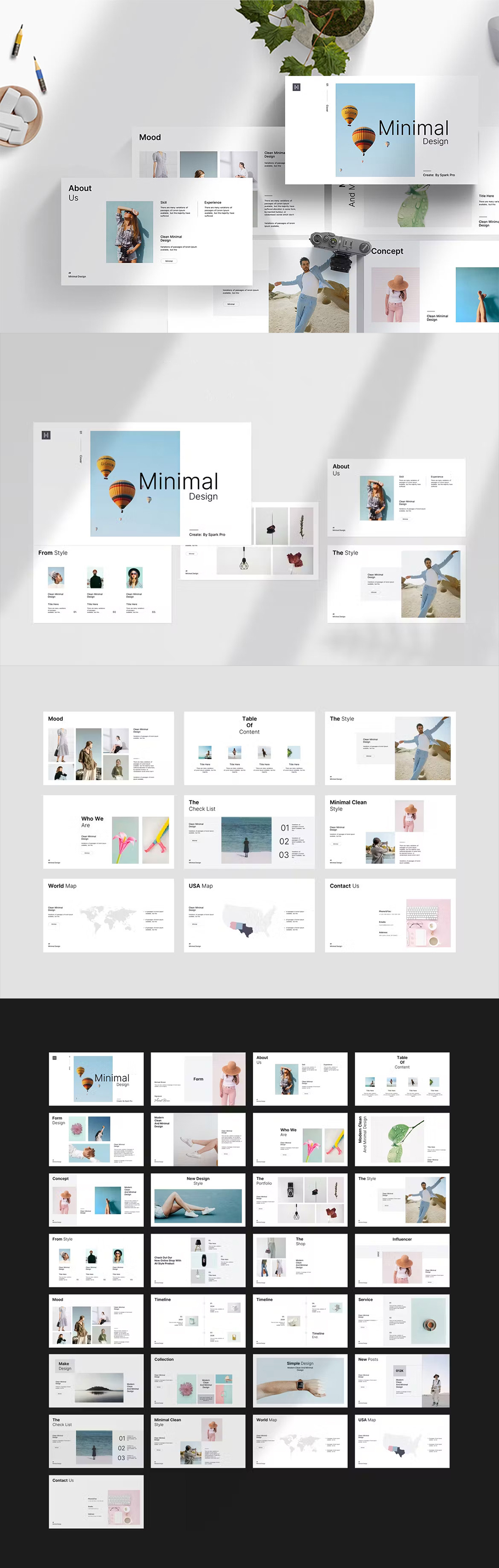 极简时尚设计师创意简历摄影作品集画册提案简报ppt演示模板