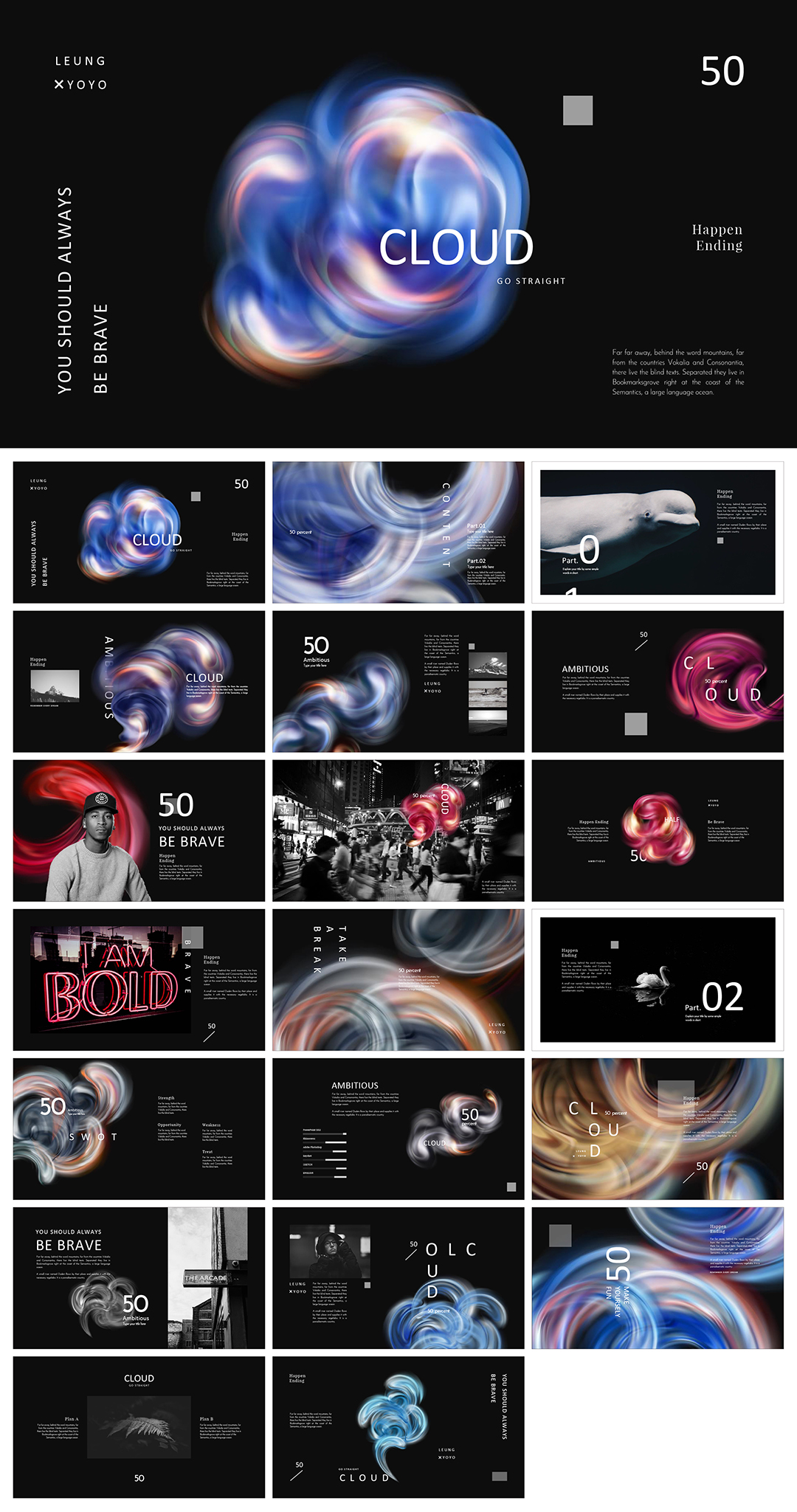 高级感黑色调设计师案例集PPT模板