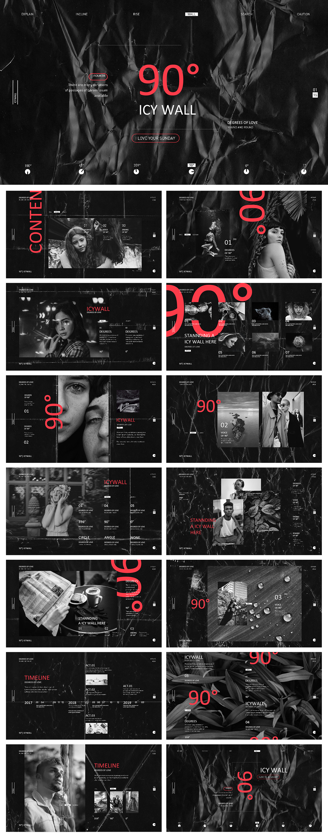 复古纸张褶皱肌理杂志作品集简历PPT模板