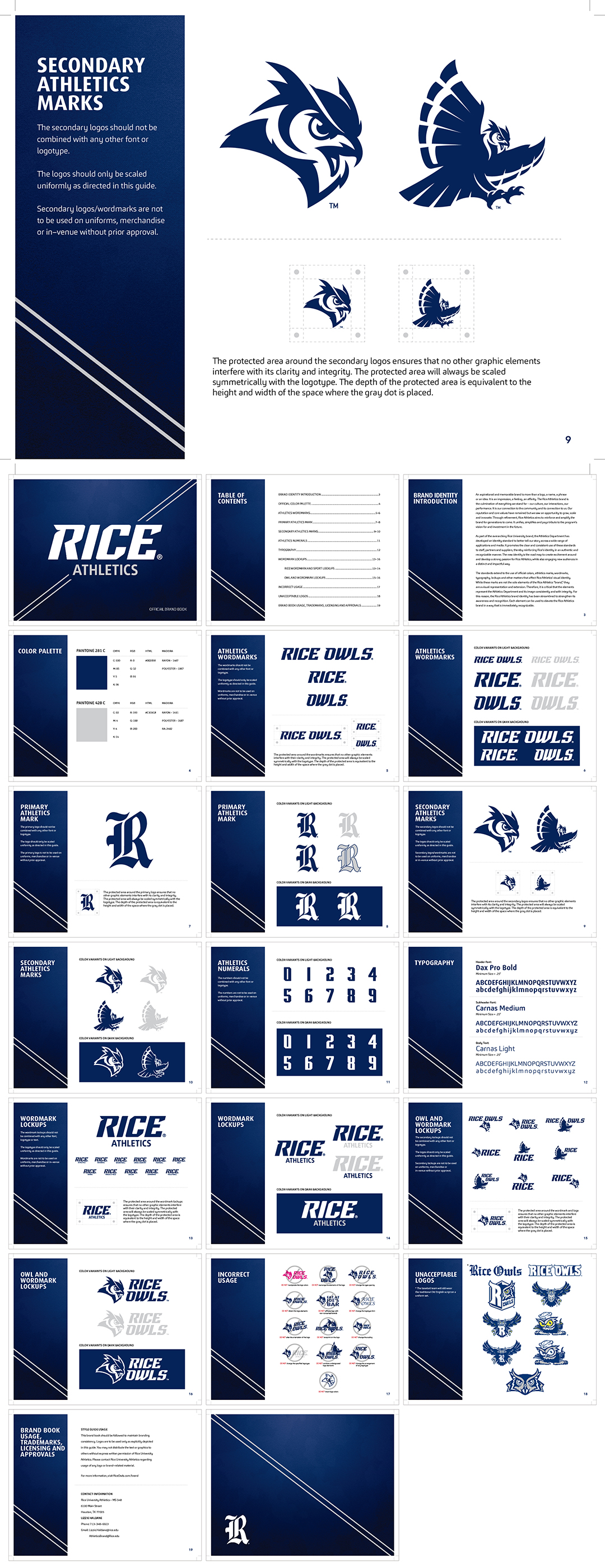 美国Rice Athletics莱斯大学体育联盟logo规范