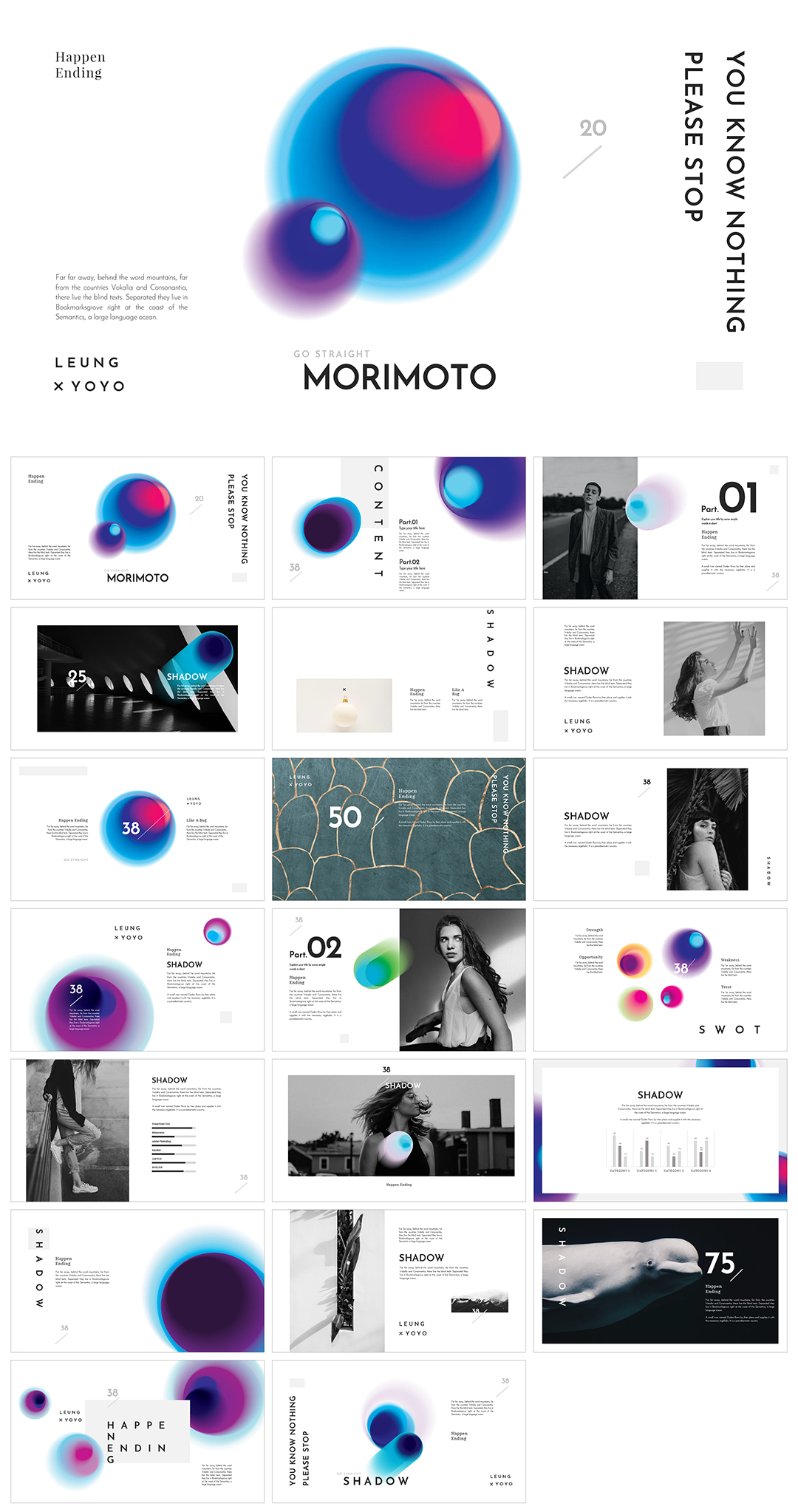 时尚炫酷简洁艺术风格作品集PPT模板