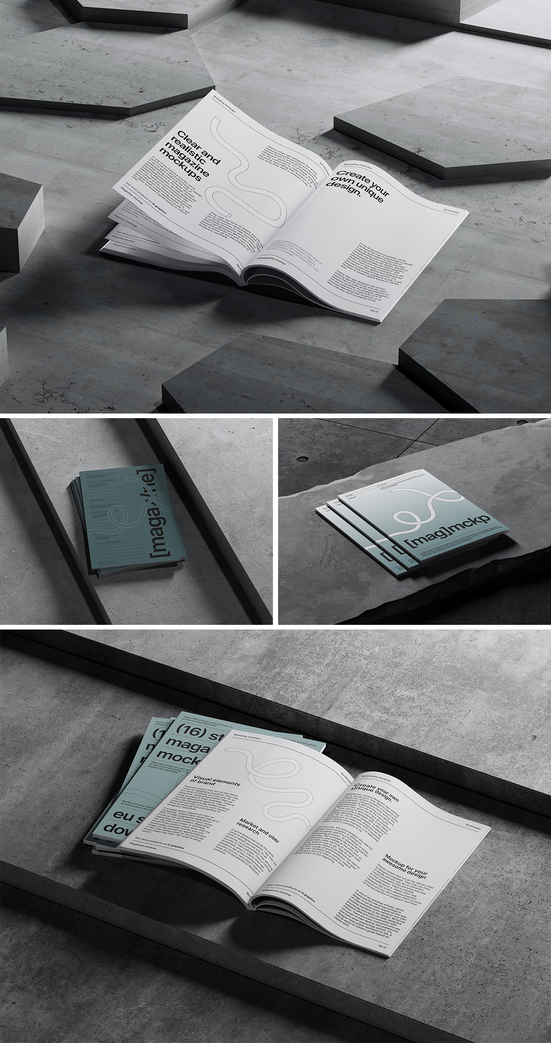 水泥质感光影杂志画册宣传册ps样机