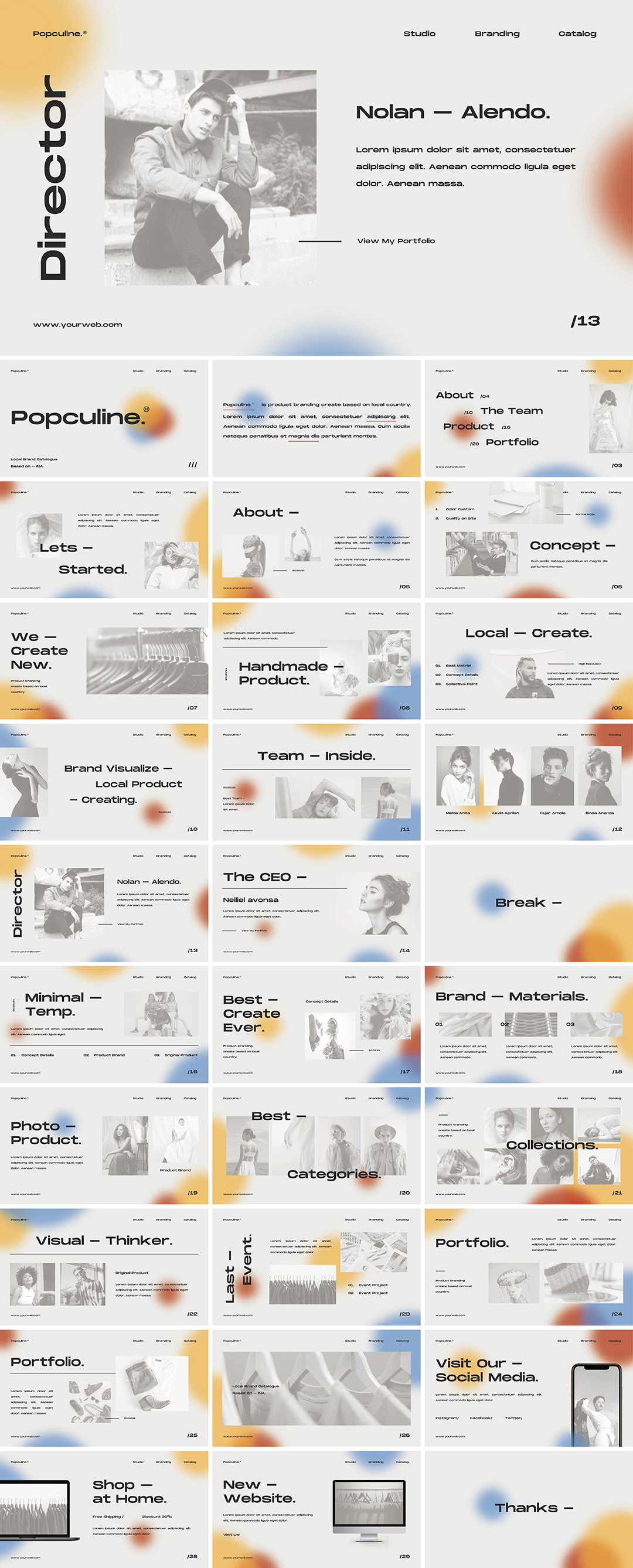 复古高级渐变PPT模板