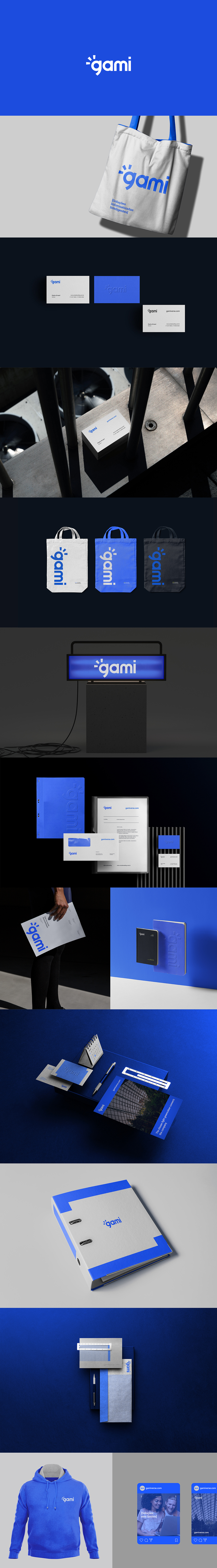 极简蓝白品牌多场景logo设计提案PS样机