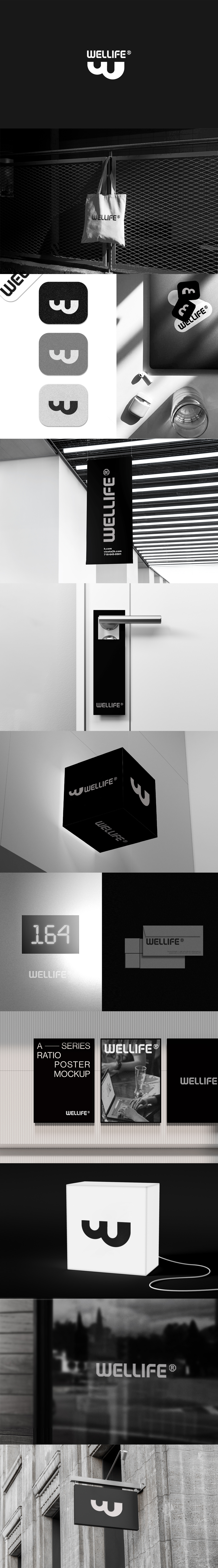 极简黑色调多场景logo设计提案PS样机