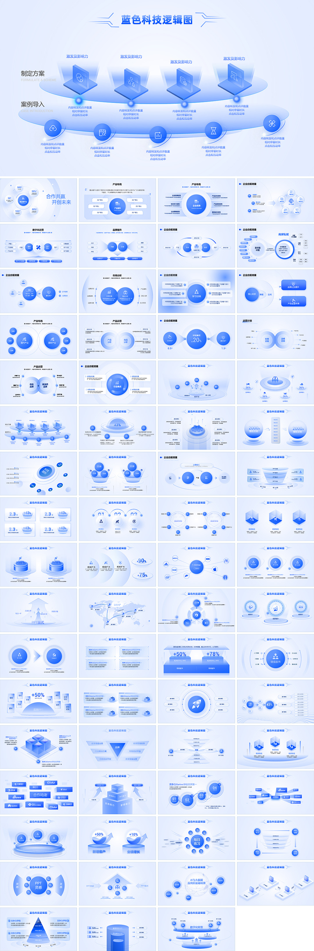 万能逻辑架构图图表PPT模板