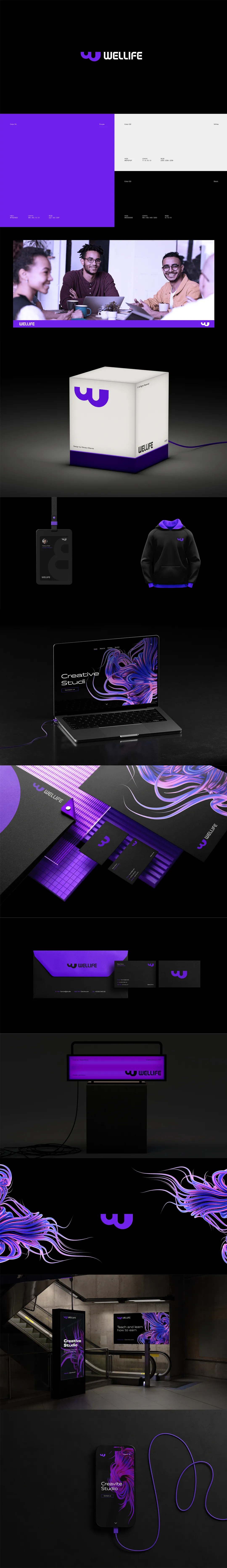 黑紫色调灯箱数码办公logo提案PS样机