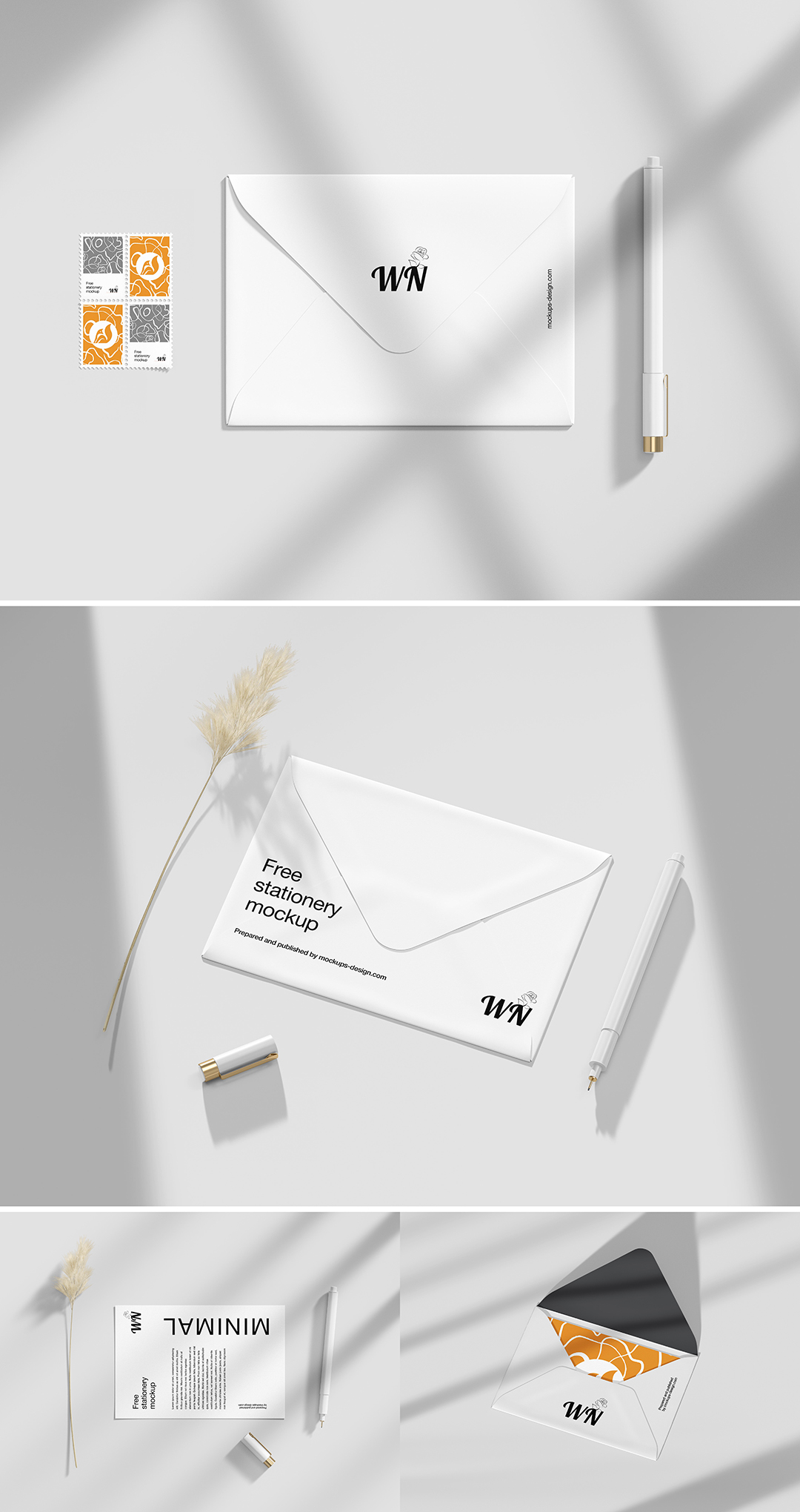 邀请函信件封套邮票光影PS样机