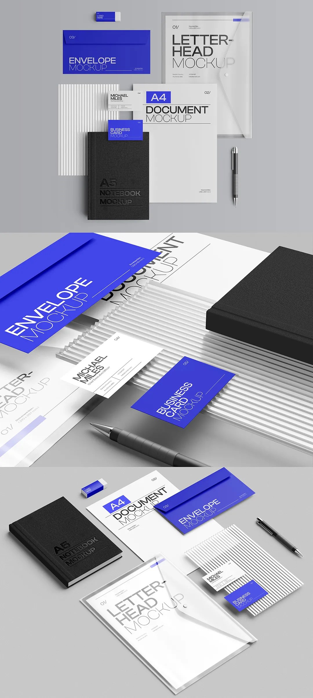 信纸信封名片笔记本VI应用PS样机