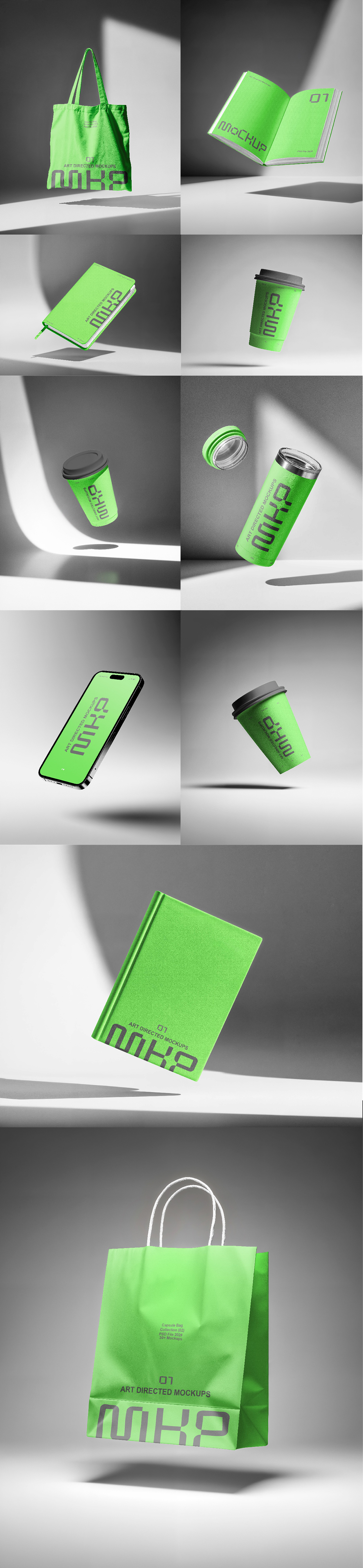 绿色悬浮品牌物料PS样机