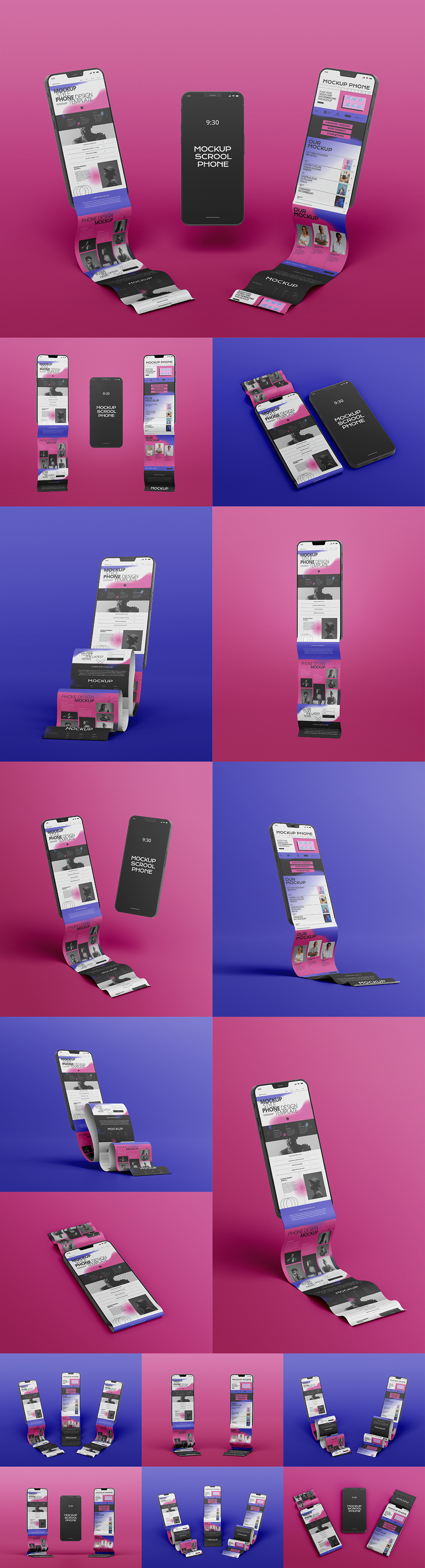 手机褶皱瀑布流PS样机