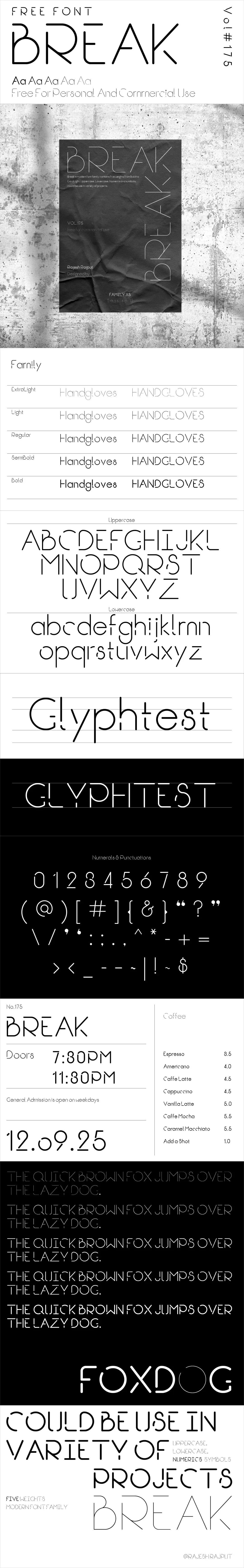 印度Break断开现代无衬线英文字体