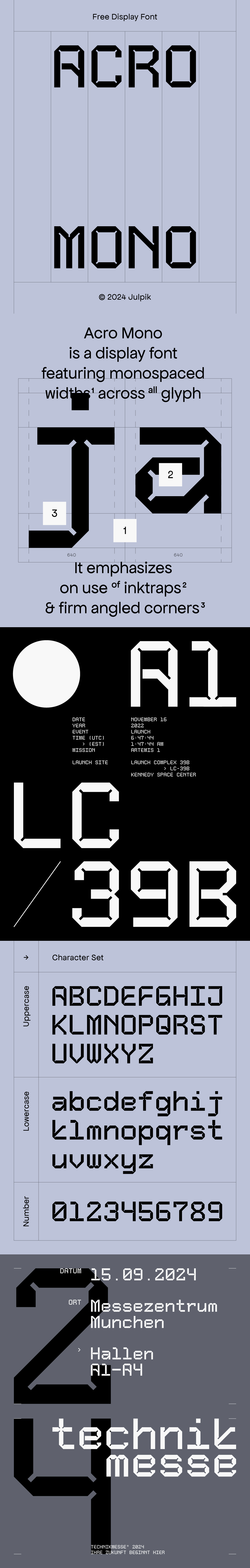 印尼Acro Mono现代工业感等宽字体