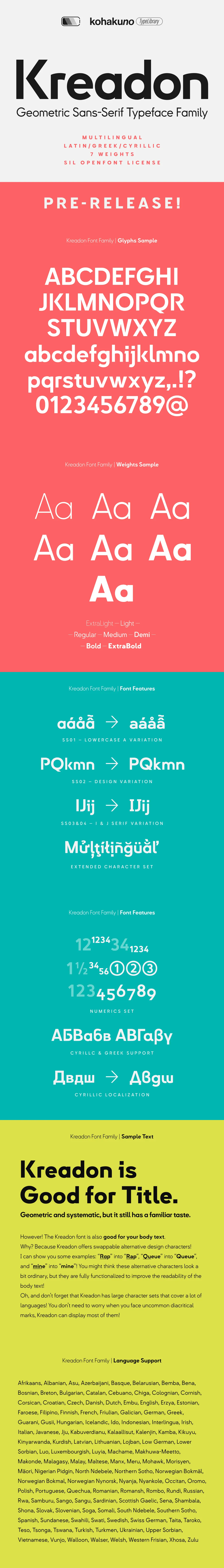 日本Kreadon现代极简几何风格无衬线字体