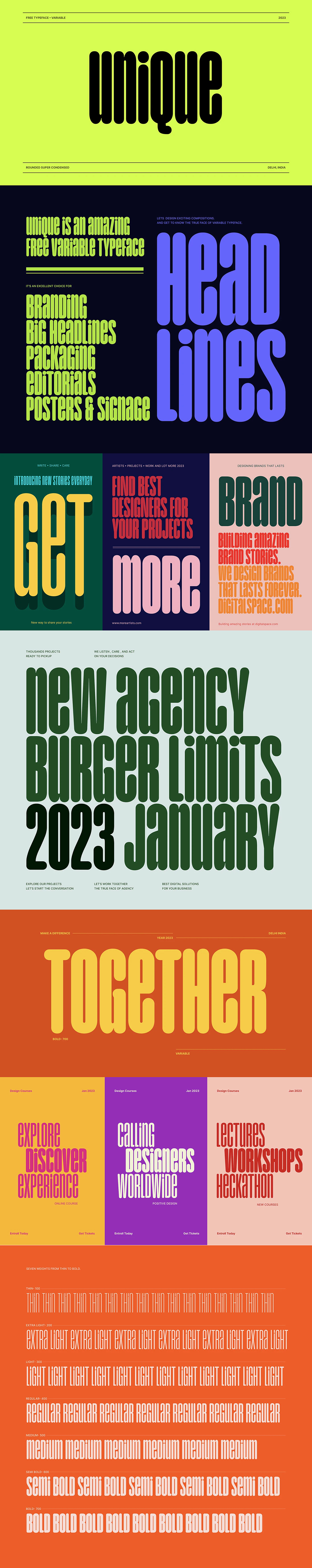 Unique圆润竖直亲和力字体