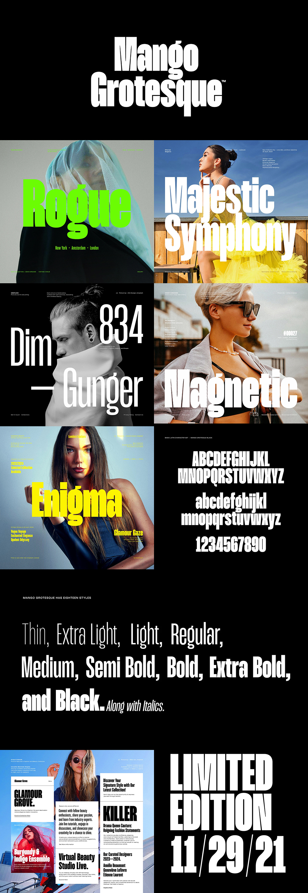 MangoGrotesque强视觉冲击力无级调节字体