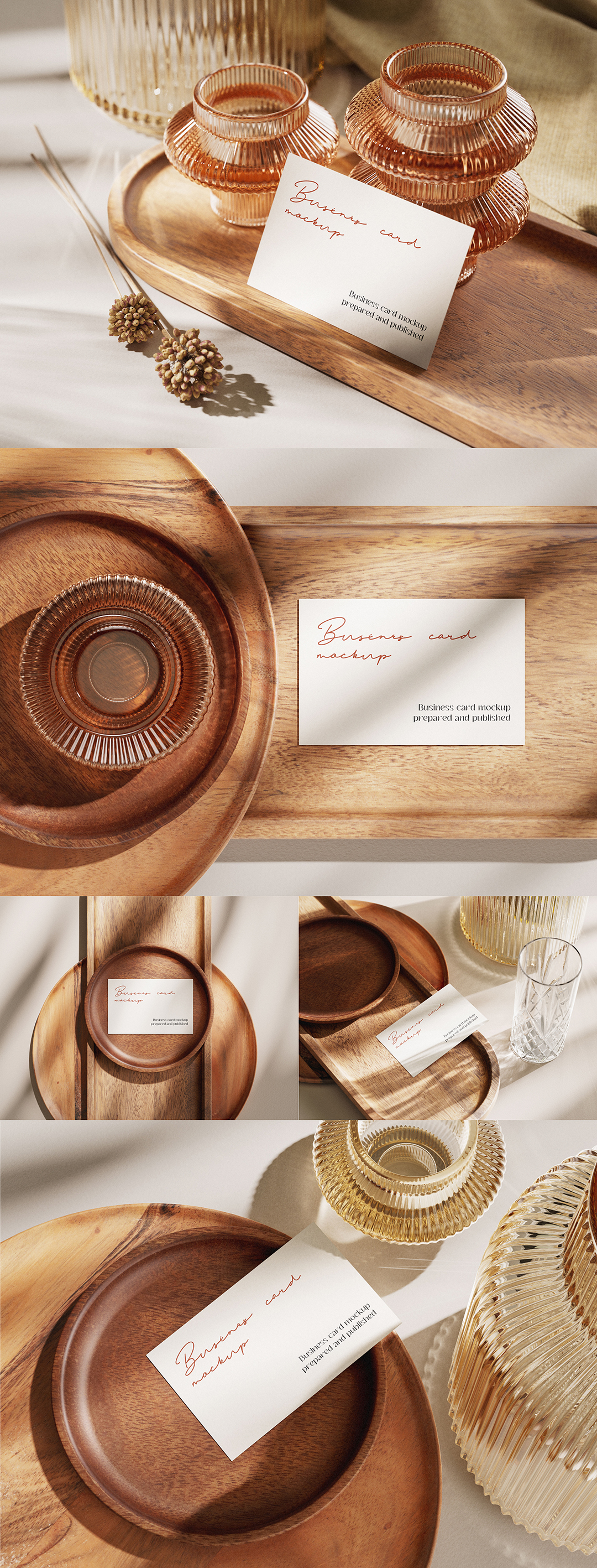 香氛木质托盘氛围场景名片PS样机