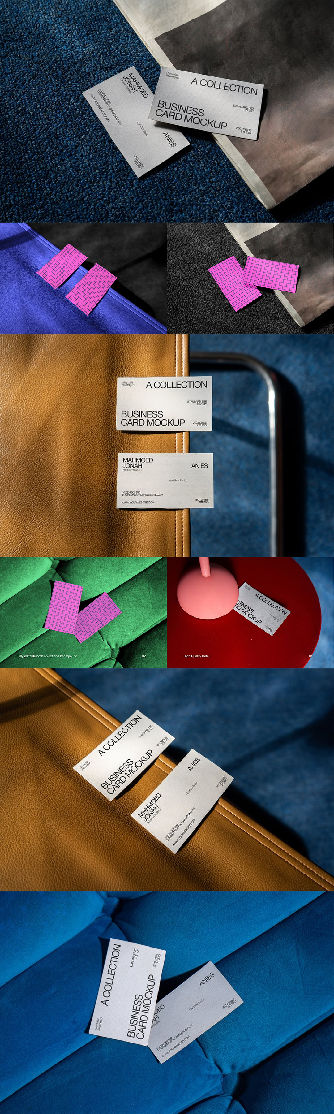 名片卡片绒布皮具场景PS样机