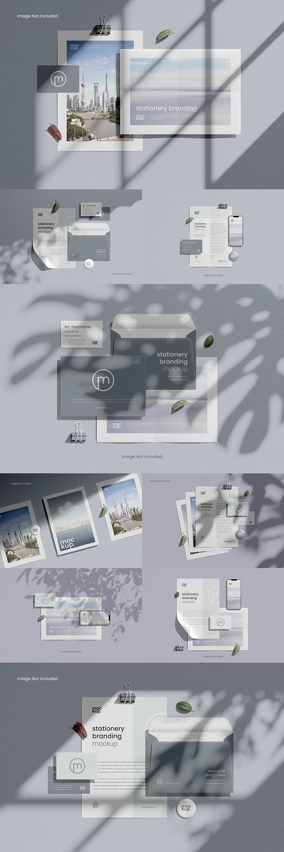 信纸信封名片海报办公应用PS样机