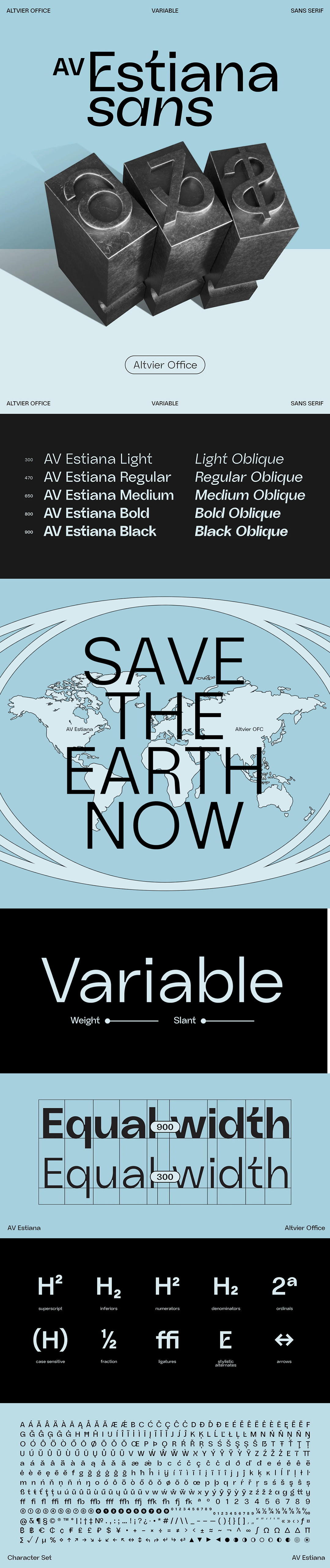AV Estiana科技简约等宽无衬线字体