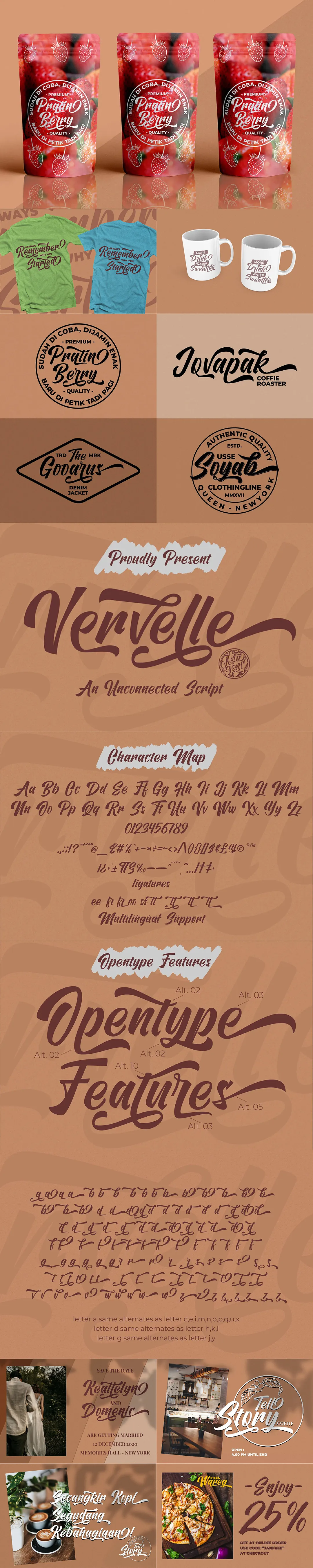 Vervelle非连笔手写字体