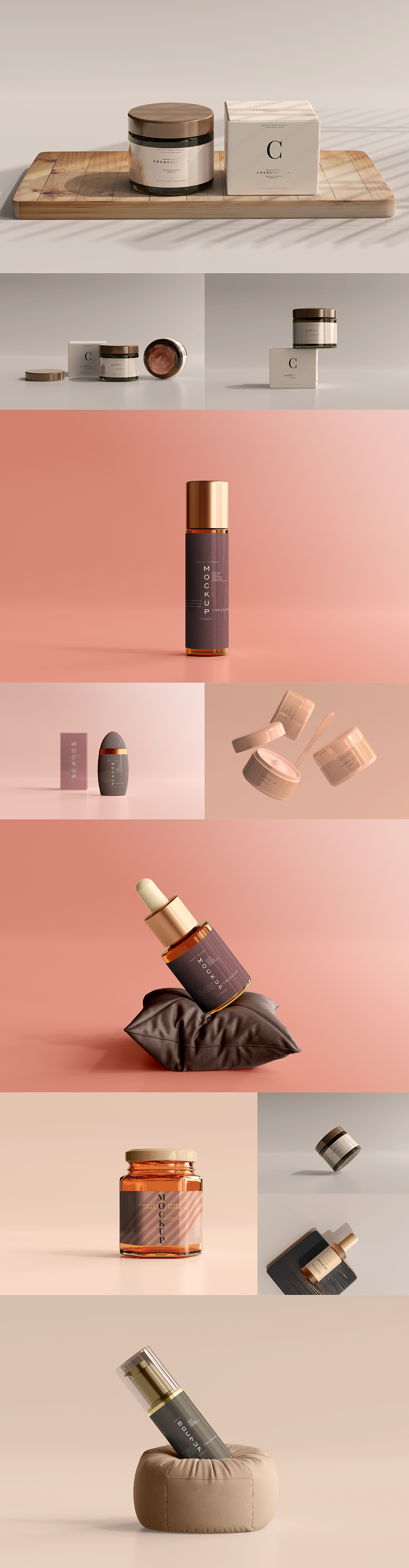 质感化妆品包装瓶盒模型样机