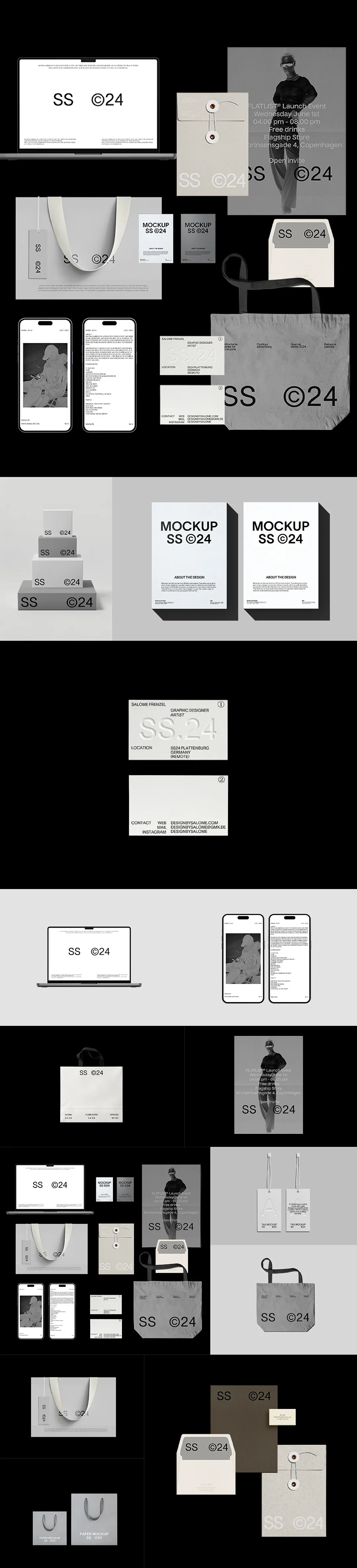 服装品牌信纸信封手提袋包装盒应用样机